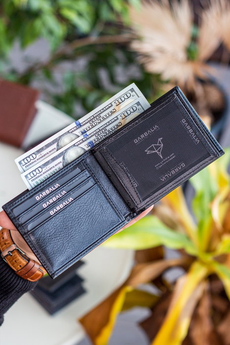 Zoozie Bags Cartera para Hombre de Piel Auténtica con Bloqueo RFID - Negro